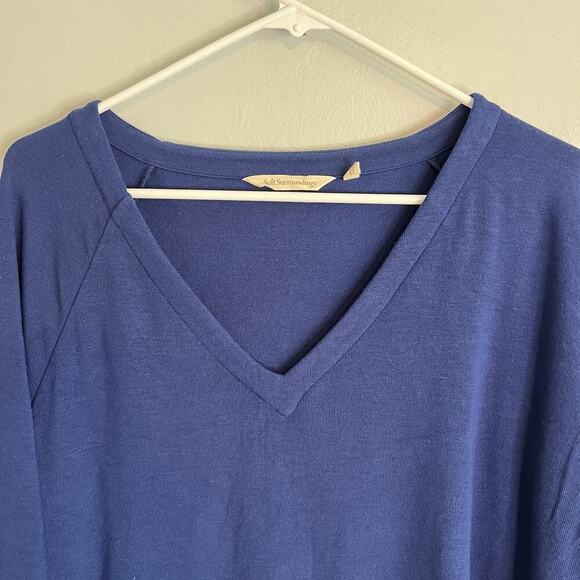 Soft Surroundings Marla Dress Womens Sz M Lagonlook Blue Knit V-Neck Midi Blue - Picture 2 of 12